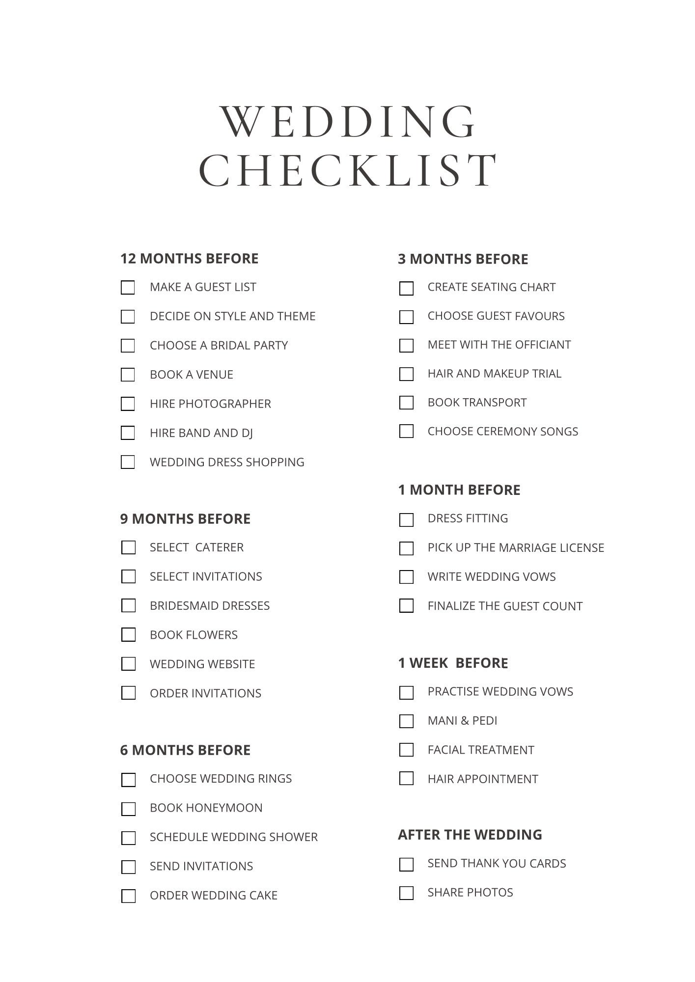 Wedding Checklist